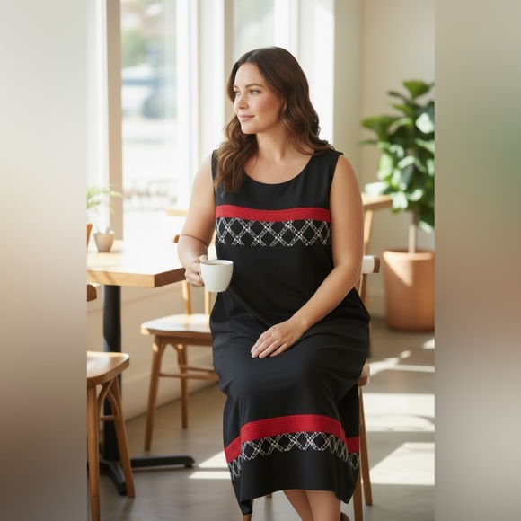 Maya Brooke Black and Red Maxi Dress with Red Blazer - Picture 4 of 12